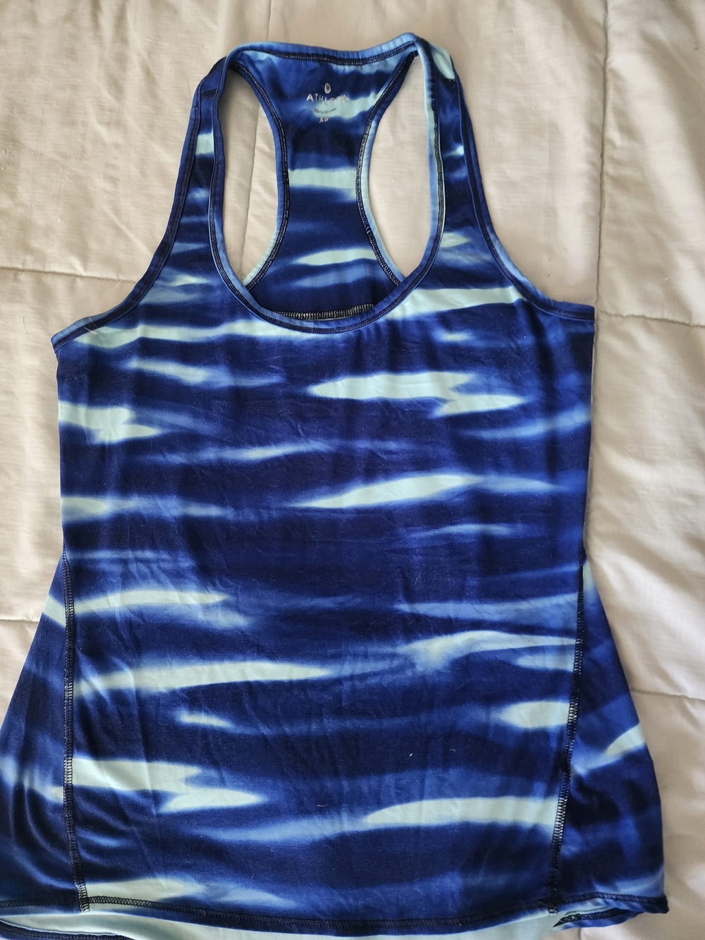 Athleta Blue and Light Blue Tie-Dye Racerback Swim Coverup Tank